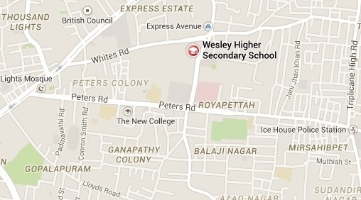 Wesley  Higher Secondary School Location Map